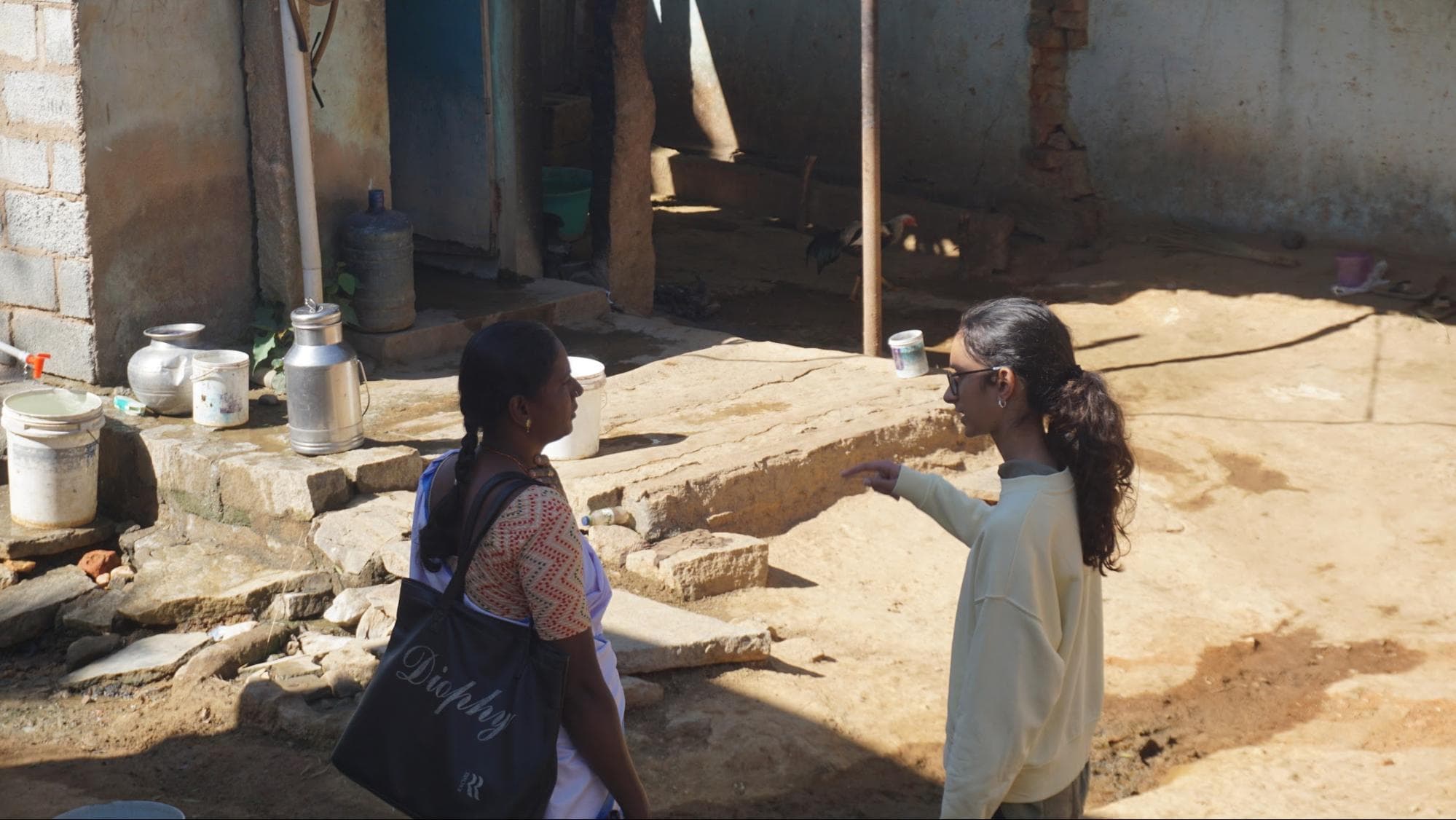 An ASHA worker describing her living conditions outside her house